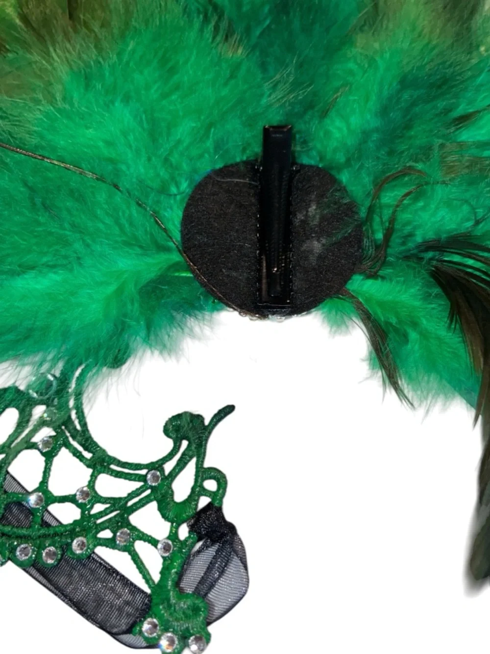 Women's Green Peacock Feather Masquerade Mask